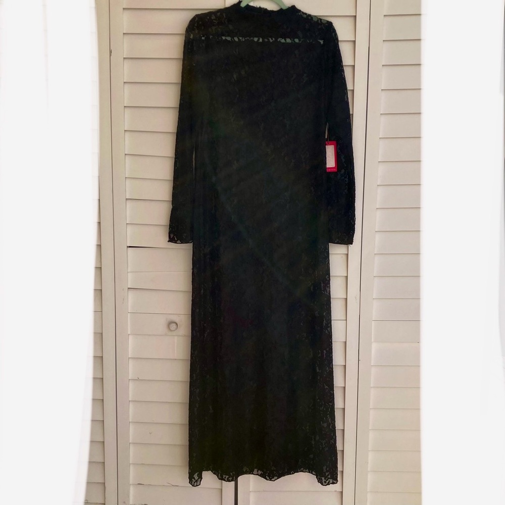 Vince Camuto Black Lace Maxi Dress Elegant Evening Wedding Guest Formal SZ:L NWT - Picture 9 of 14